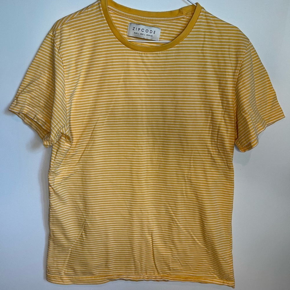 ZIPCODE Short Sleeve Shirt Stripe Large